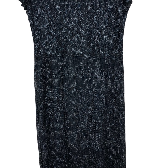 Jessica Howard Vintage 90s Maxi/Formal Dress, Black w/Blue Metallic Thread SZ 10 - Picture 6 of 13